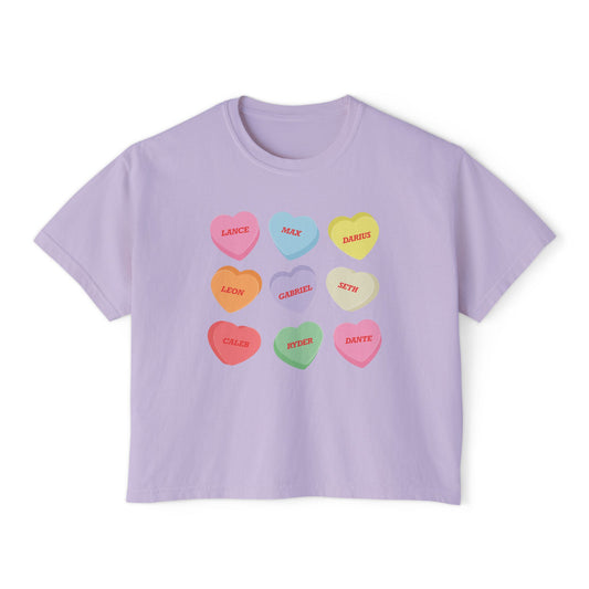 Zodiac Boys Candy Hearts Crop Top